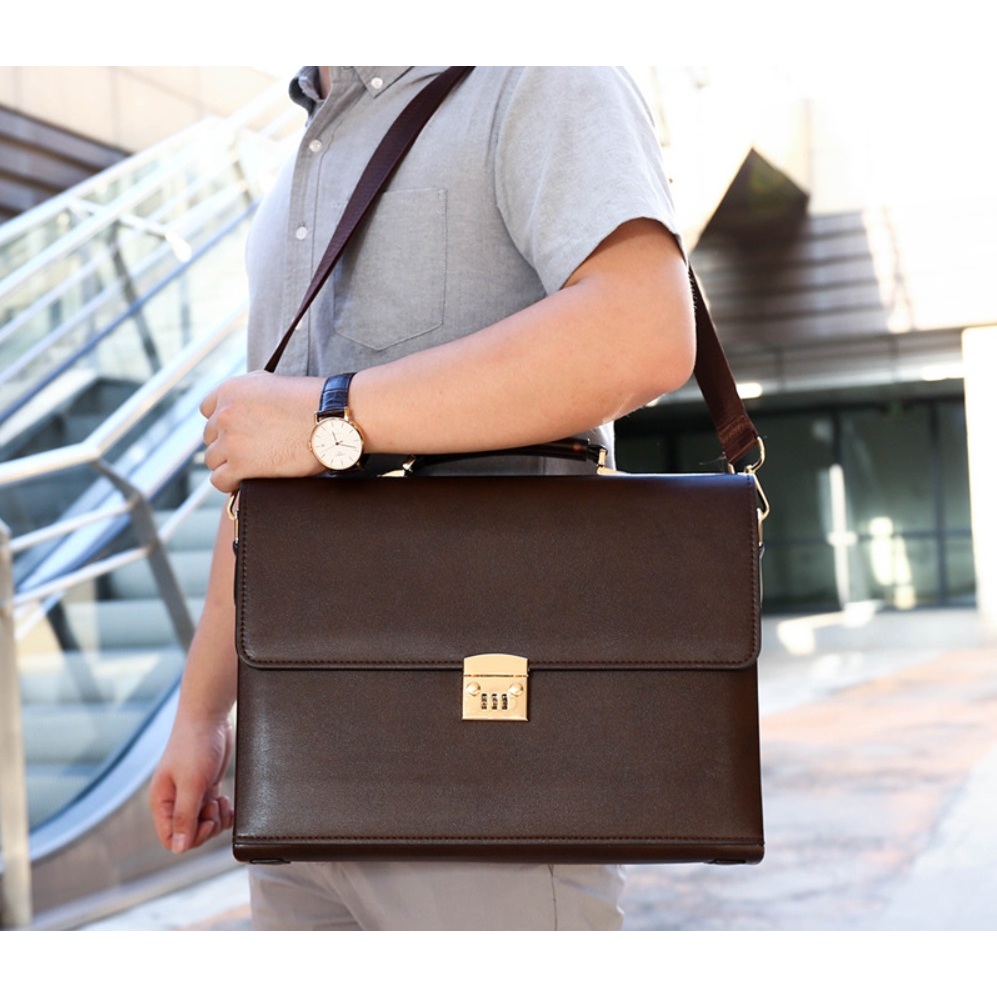CẶP DA KHÓA SỐ CAO CẤP, HÀNG NHẬP KHẨU ĐỰNG VỪA LAPTOP 14inch, CẶP CÔNG SỞ, VĂN PHÒNG, DOANH NHÂN, SẾP, GIÁM ĐỐC.