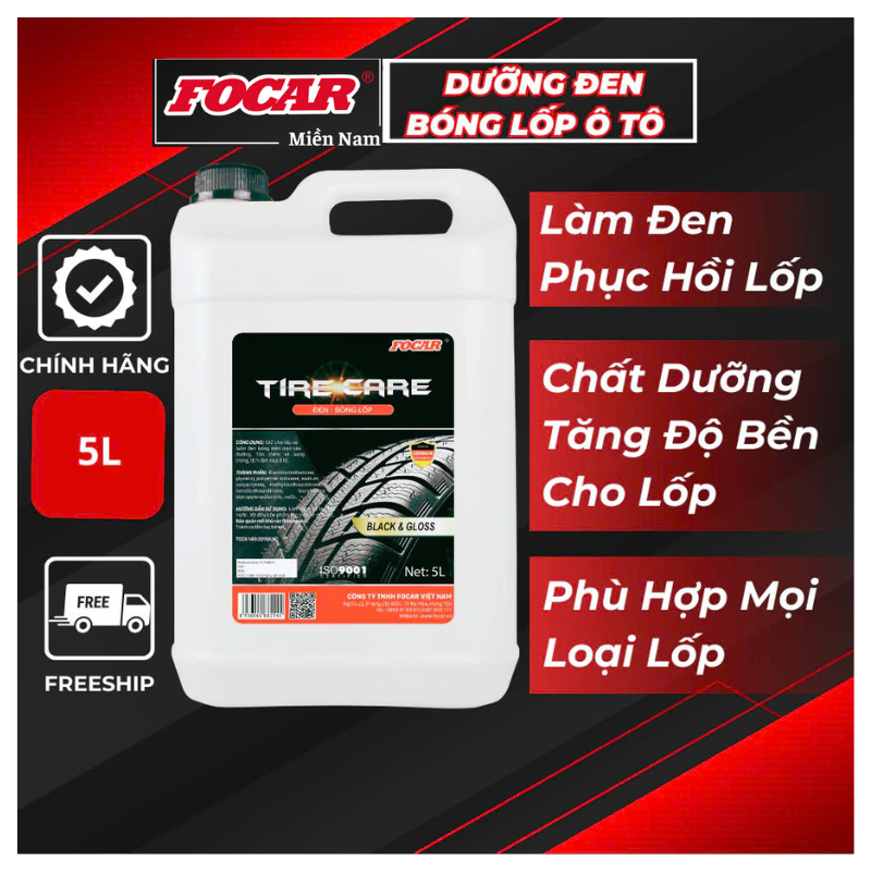 Dưỡng đen bóng lốp ô tô Focar Tire Care 5L
