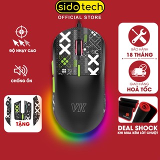 Chuột máy tính gaming có dây SIDOTECH VM1S silent chống ồn 6 nút bấm nhẹ led RGB 7200DPI nhạy cao