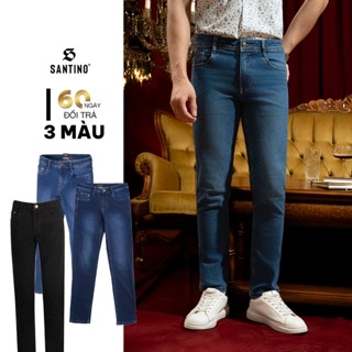 Quần Jean Nam Cao Cấp Santino Cotton, Form Regular Straight, Trẻ Trung, Lịch Lãm, Không Bai Dão E110