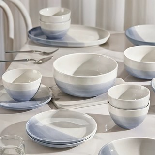 Bộ bát đĩa xanh biển cả, bát đĩa decor