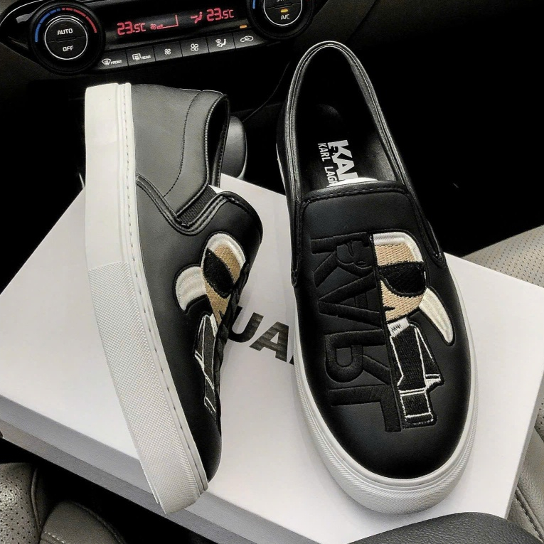  Giày Lười giày slipon nam karl quai da thêu ông chú mafia mặc vest đeo kính 