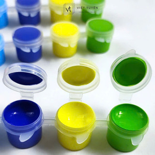 Vỉ 6 màu Acrylic cơ bản ngẫu nhiên, vỉ chiết 5ml, tặng kèm 2 cây cọ vẽ nét