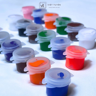Vỉ 6 màu Acrylic cơ bản ngẫu nhiên, vỉ chiết 5ml, tặng kèm 2 cây cọ vẽ nét
