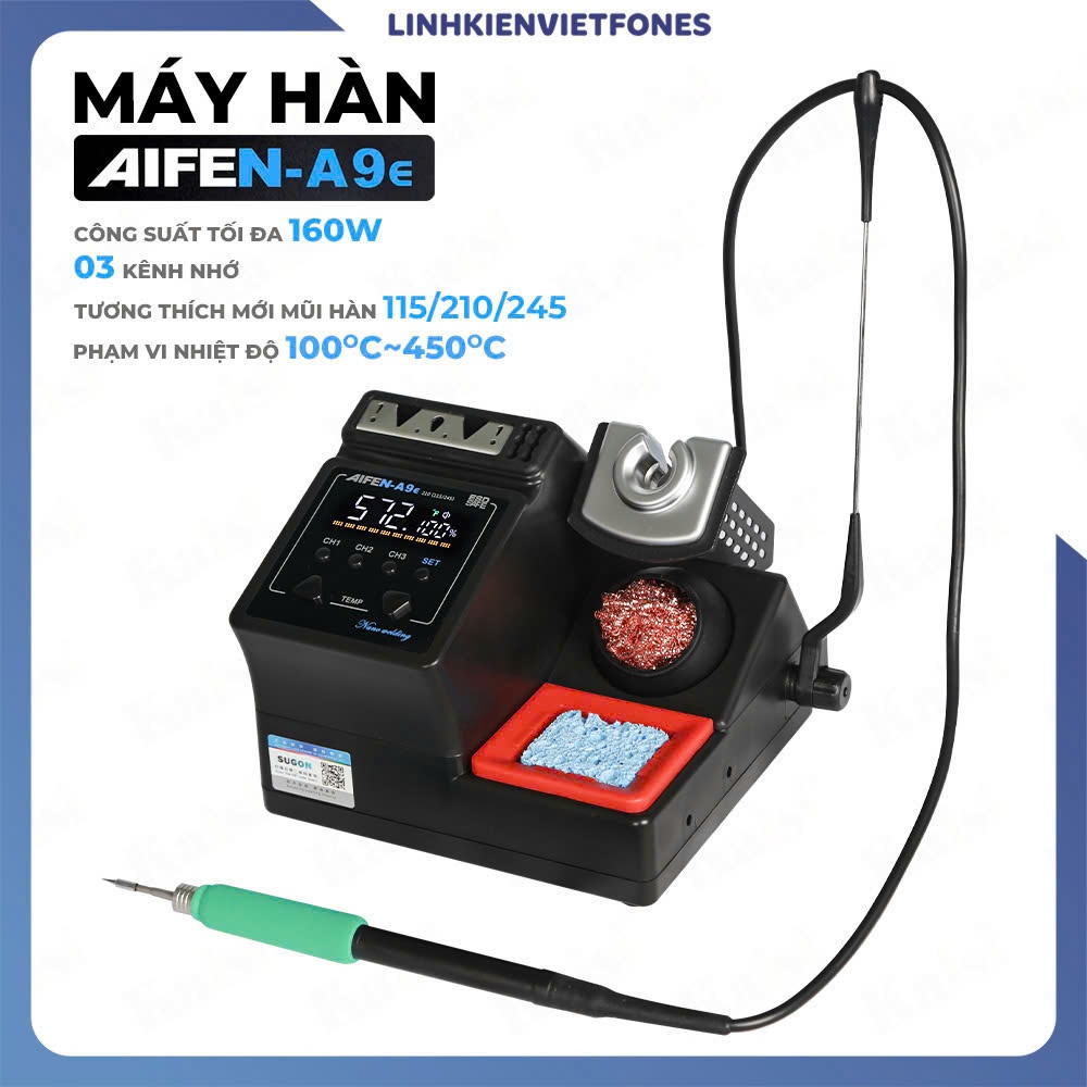 Máy Hàn Aifen A9E 160W, 3 mũi hàn C210 (tương thích 3 tay C115, C210, C245)