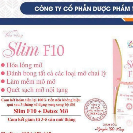 COMBO giảm cân hủy mỡ SLIM F10 lấy lại eo thon gọn, dùng được cho cả nam và nữ muốn giảm cân (có Đảm Bảo  giảm 3-5kg)