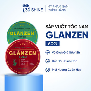  Sáp vuốt tóc nam GLANZEN 30Shine phân phối chính hãng 60g tạo kiểu cực chất không bóng giữ nếp 24h 