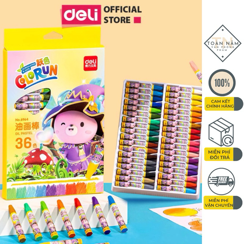 Bút Sáp Dầu Deli - 12/18/24/36 Màu (6961/6962/6963/6964) - 1 hộp