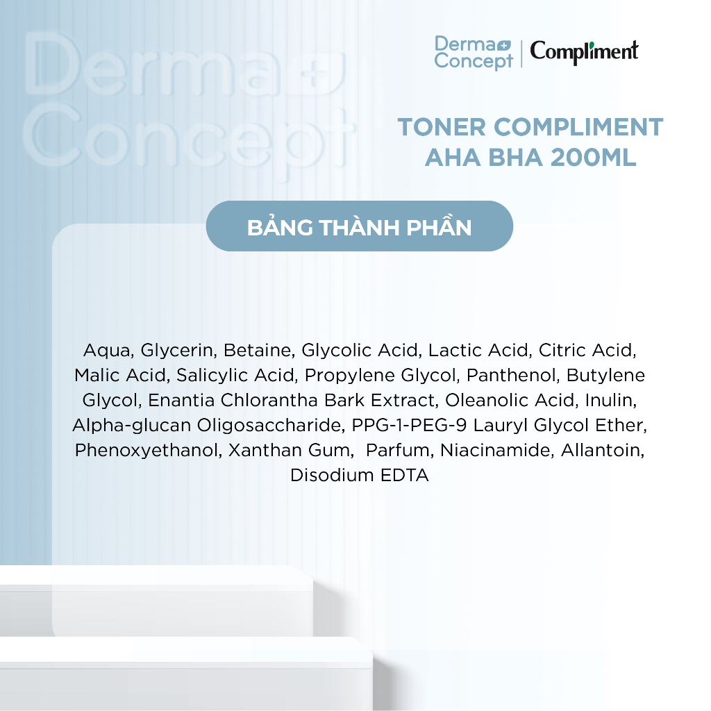 Toner Compliment AHA BHA làm sạch sâu, kiềm dầu, giảm mụn, thu nhỏ lỗ chân lông 200ml