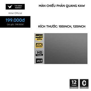 Màn chiếu phản quang Kaw - Hàng Chính Hãng, Chất Liệu Polyester, Tỉ Lệ 16:9, Tăng Cường Độ Ánh Sáng