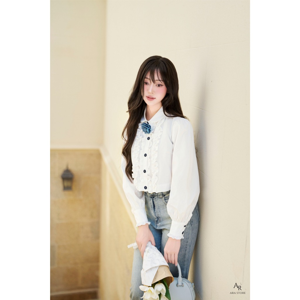 Ara - Áo sơ mi thiết kế dáng crop top bèo nhún Nora Top Al99