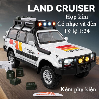 Mô hình xe Toyota Land Cruiser LC80 KAVY bằng hợp kim có nhạc và đèn tỷ lệ 1:24 gương đóng mở, còi vô lăng