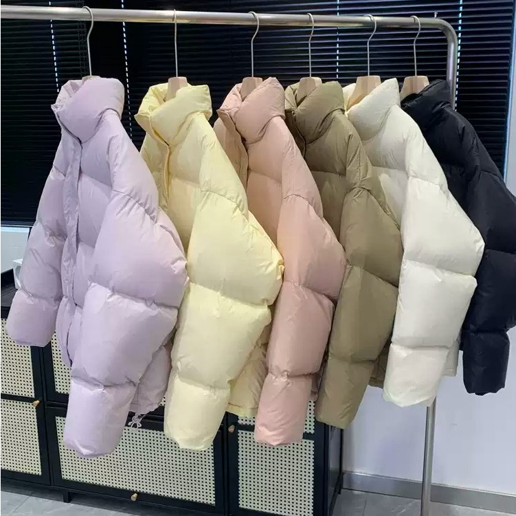 Áo phao béo trơn nữ Hàn Quốc áo khoác ngoài nữ cổ trụ màu pastel hàng Quảng Châu loại 1 dày dặn | BigBuy360 - bigbuy360.vn