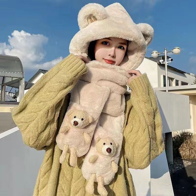 Khăn len 3in1 kèm mũ và bao tay Baby hình gấu dầy dặn cực ấm siêu cute 2025