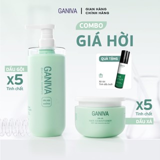 Combo giá hời gồm Dầu gội + Dầu xả xanh Ganiva kèm Xịt mọc tóc - Combo hoàn hảo dưỡng tóc giúp mọc tóc và tóc mềm mượt