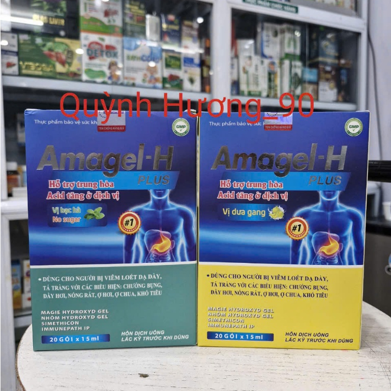 Gel dạ dày AMAGEL-H Plus hộp 20 gói giúp hỗ trợ trung hòa tăng acid dịch vị dạ dày.