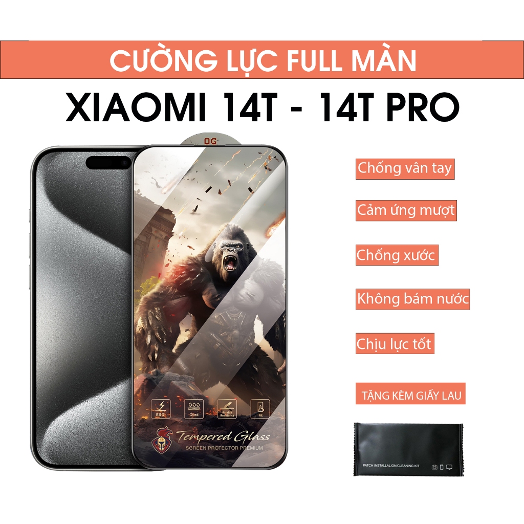 Kính cường lực full màn Xiaomi 14T - 14T Pro miếng dán trong suốt