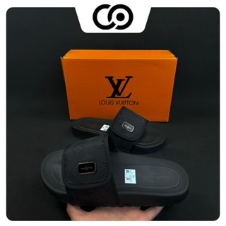 Dép quai dán LV nam nữ, dép lê LOUIS VUITTON thiết kế sang trọng đế cao su non mềm mại full bill box