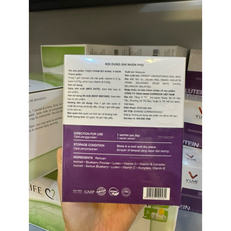 Khỏe đôi mắt Vsion Lutein Vlive international giúp tăng cường thị lực giảm mỏi mắt.