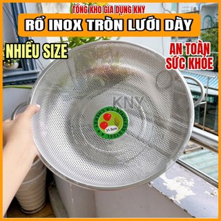  Rổ Inox 201 CHERRY Tròn Lưới Dày 1 QUAI Rổ Không Gỉ Lỗ  Dùng Vo Gạo Đồ Chiên Để Ráo Dầu Đựng Rau Củ Quả KNY 