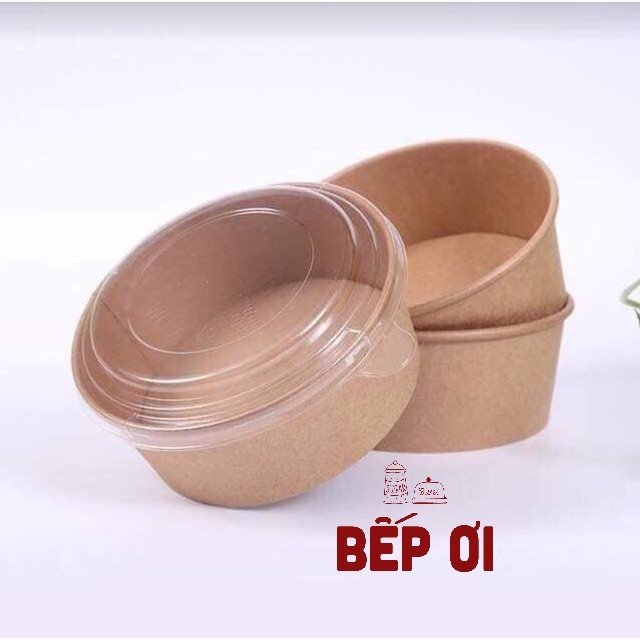 [Loại dày] Tô giấy Kraft nắp nhựa 750ml/ 1000ml