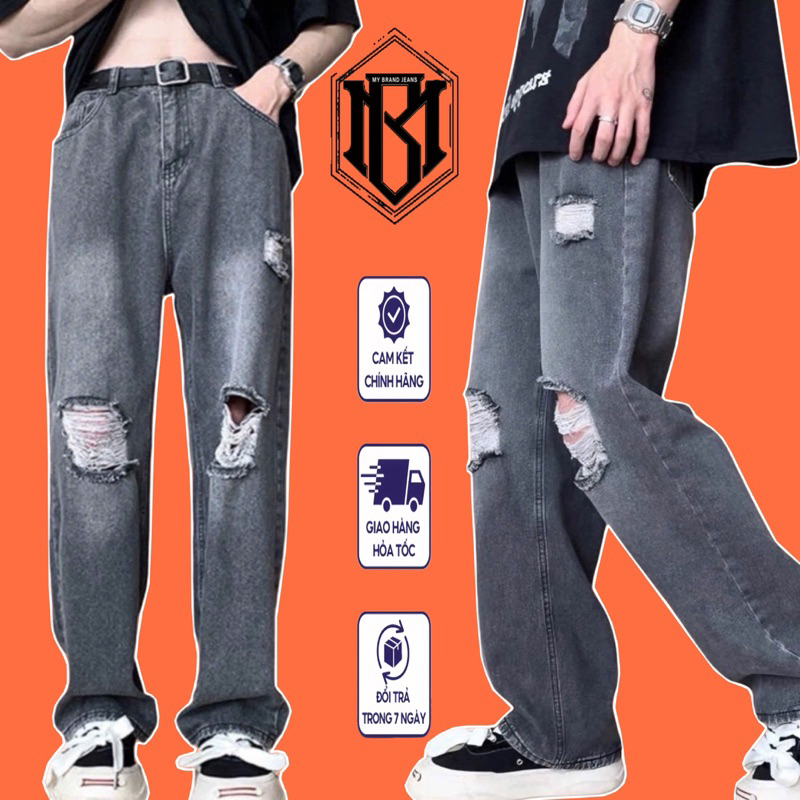 Top 8 Mẫu Quần Jean Nam Baggy, Quần Jean Nam Ống Suông Wash Basic Chất Liệu Denim Cao Cấp MY BRAND J