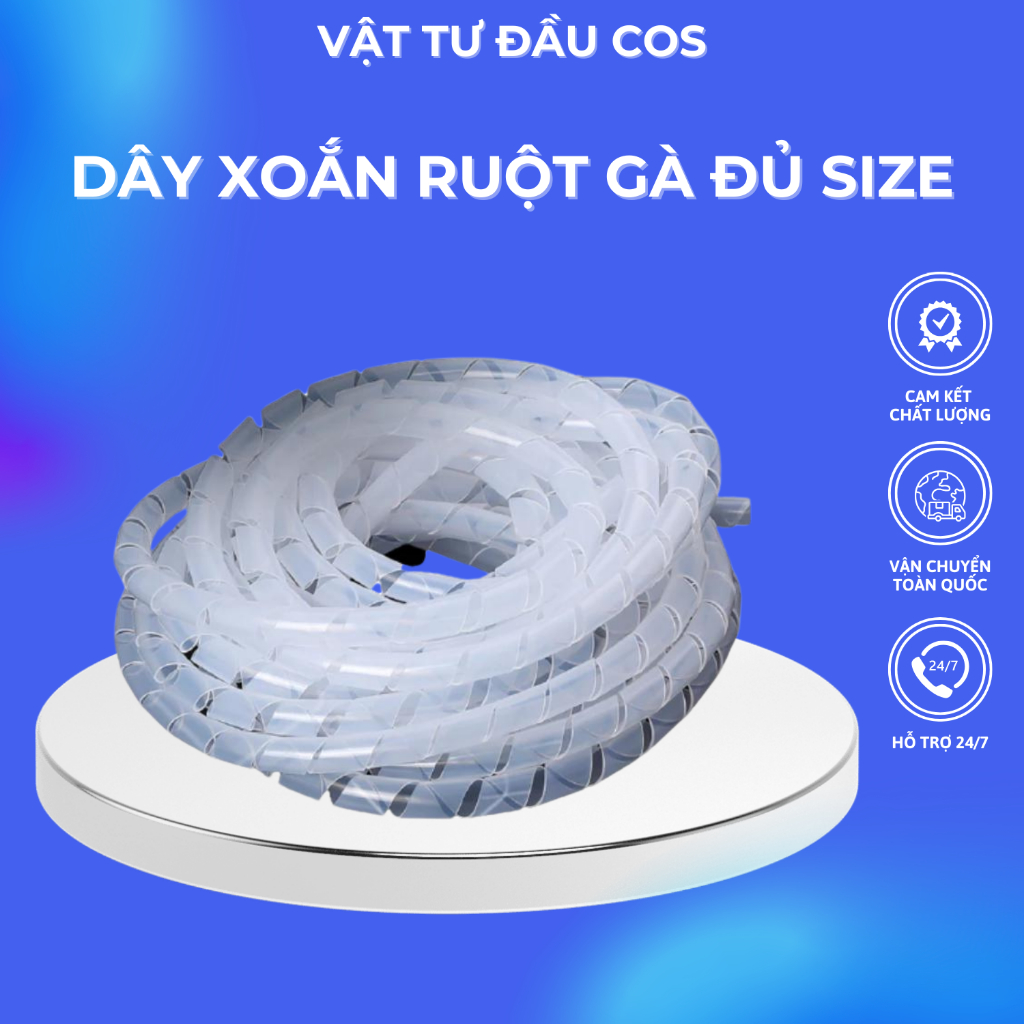 Dây xoắn ruột gà 10 mét đủ size bảo vệ dây khỏi vật sắc nhọn, vỏ chống thấm mối ghép uốn nắn dễ dàng