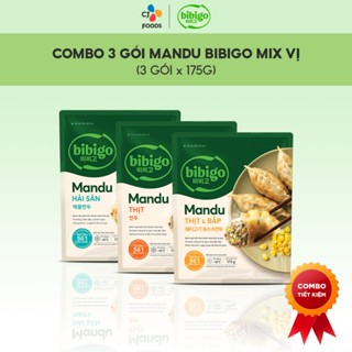 [HN] COMBO 03 Bánh xếp Mandu Hàn Quốc Bibigo - Thịt, Thịt bắp, Hải sản (175g x 3) (Bao bì mới)
