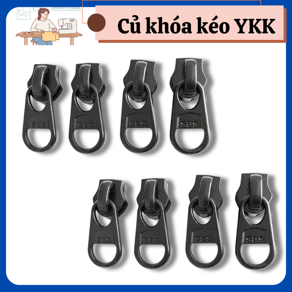 Củ khóa kéo YKK Số 5/ Số 8, linh kiện dùng để thay thế, sửa chữa cho balo/túi xách,...QUẦN ÁO