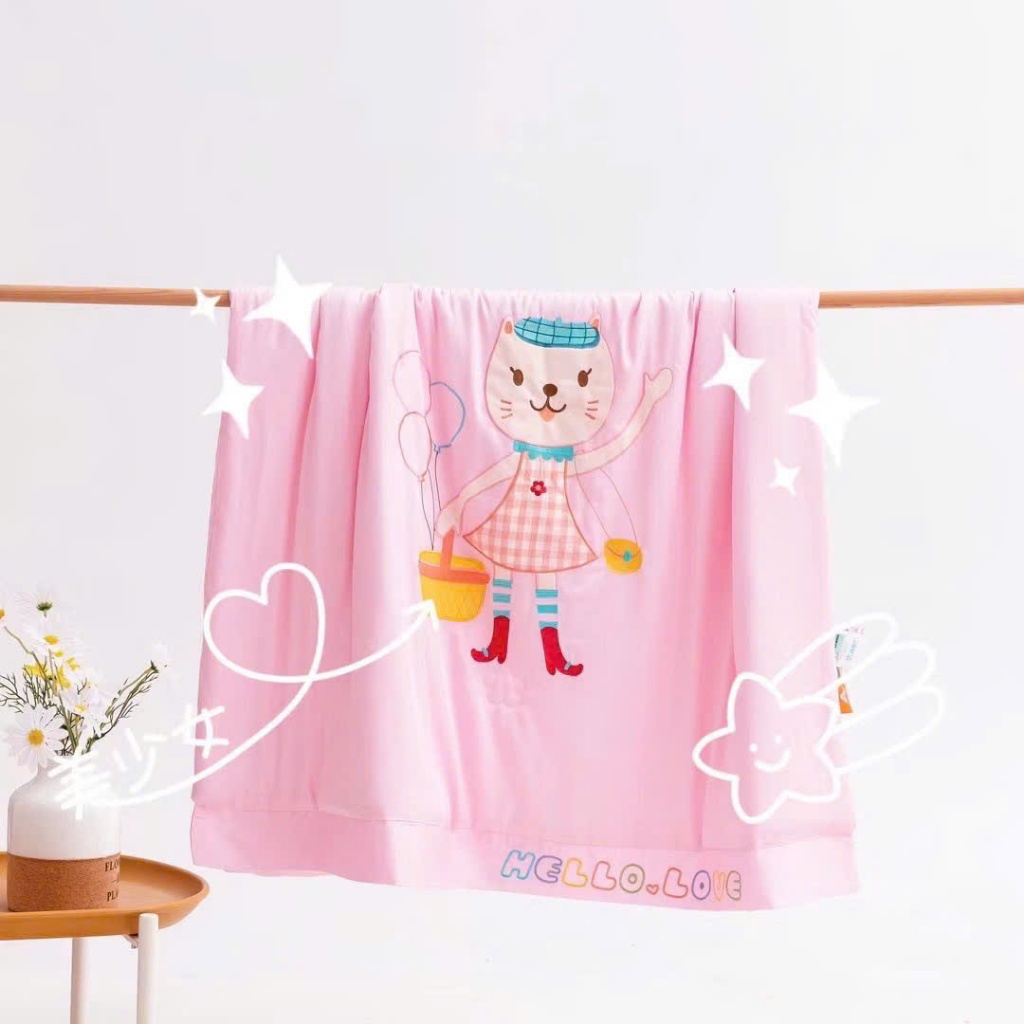 Chăn Lụa Tencel Cho Bé Kích 1m1 x 1m5 . Chăn Mền Tencel Cao Cấp Cho Bé Mang Đi Học