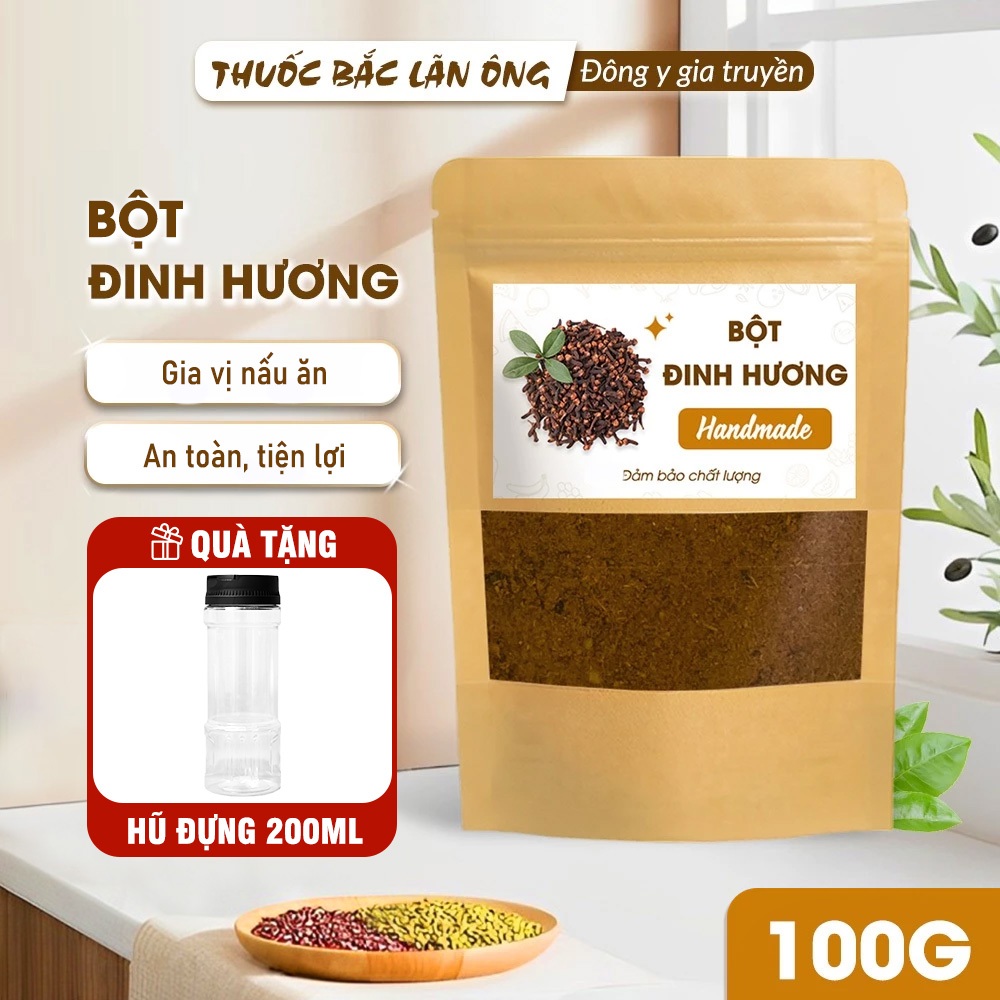 Bột đinh hương 100g, gia vị nấu ăn, hương thơm nồng nàn, kích thích vị giác