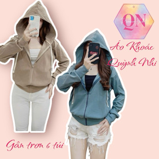 QUỲNH NHI | Áo Khoác Nữ 40-75kg Mùa Hè Thun Gân Chống Nắng 6 Túi - Nón Siêu To - Vải Dày Đẹp May Kỹ - Túi Khoá Kéo (GTK)