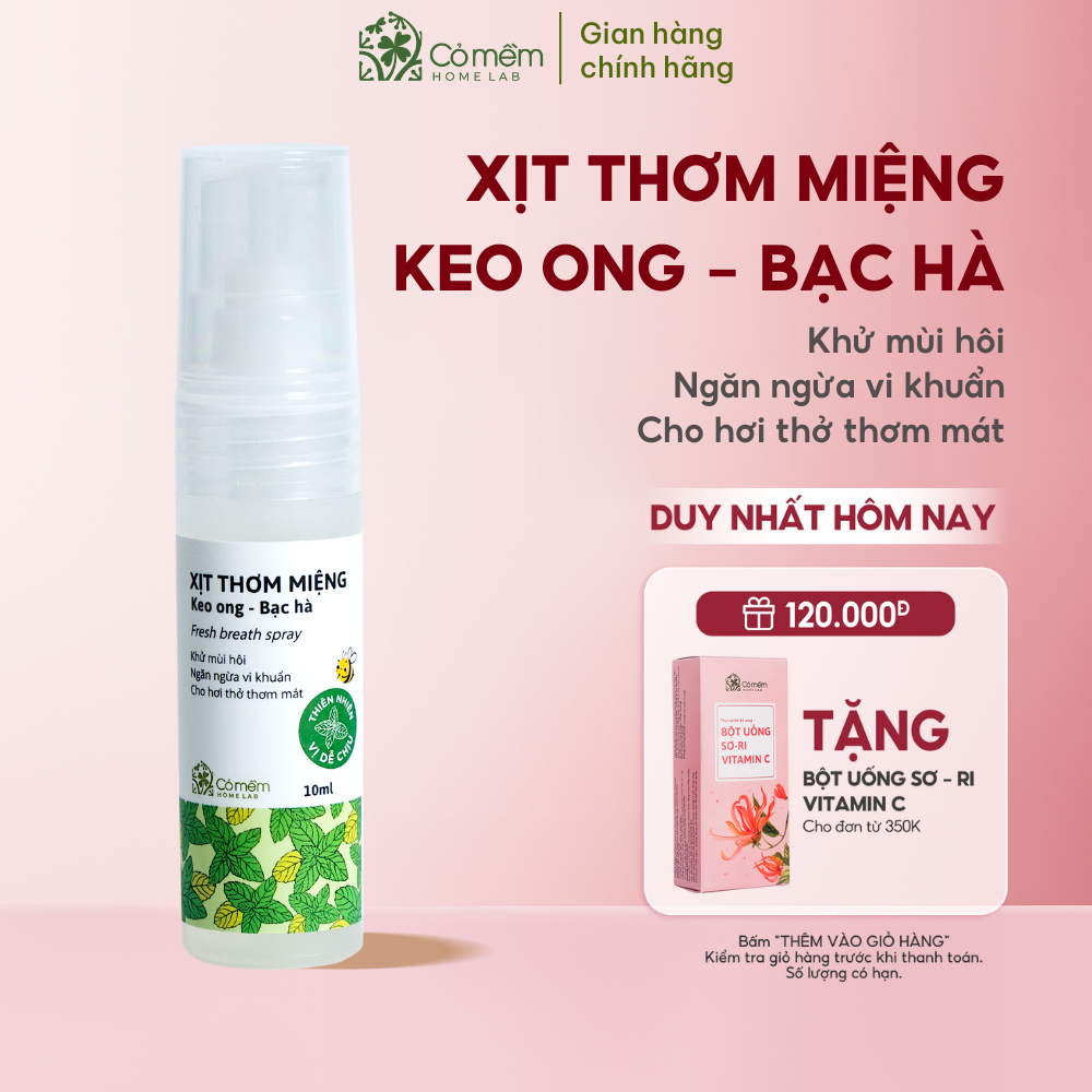Xịt Thơm Miệng Vị Bạc Hà Cho Hơi Thở Thơm Mát Cỏ Mềm 10ml