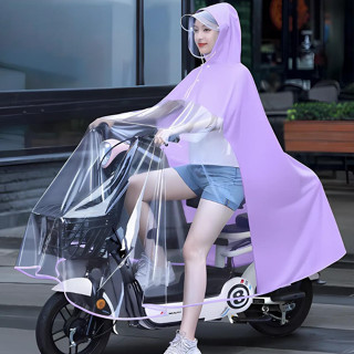 Áo mưa nửa trước trong suốt - Áo mưa mẹ và bé che phủ toàn thân, kèm kính chắn mưa có thể tháo rời