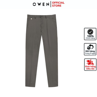 Quần dài kaki nam OWEN QKS241326 khaki công sở cao cấp màu xám đậm dáng ôm chất poly mềm mại co giãn