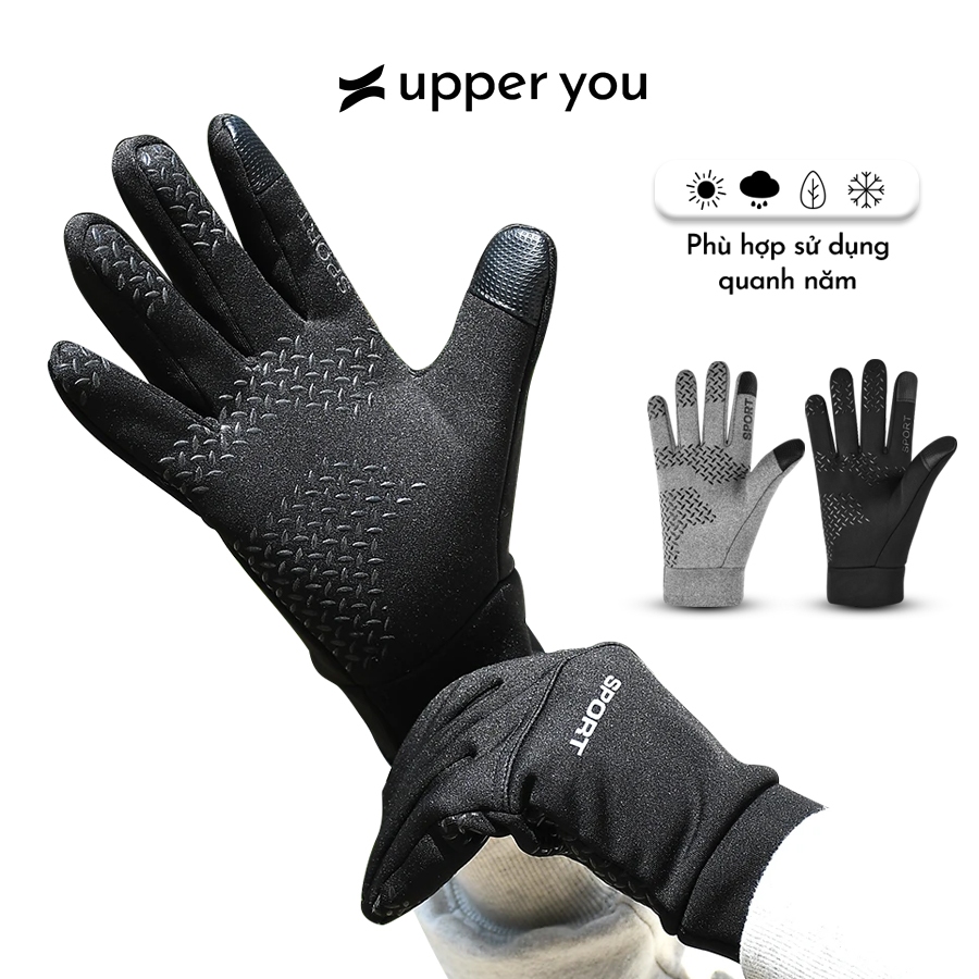 Găng Tay Lái Xe Giữ Ấm Cho Nam Lót Nỉ Lông Cao Cấp Upper You Thiết kế Ngón Tay Chạm Màn Hình Cảm Ứng - GLM03