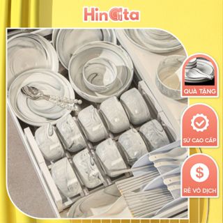 Bộ chén bát đĩa gốm sứ cẩm thạch vân đá HINATA cao cấp bộ tô bát dĩa sứ ăn cơm dùng lò nướng