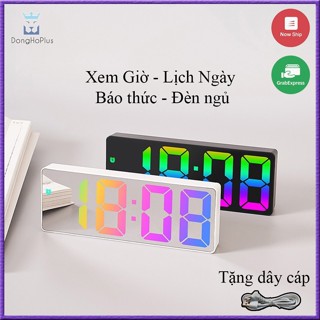Đồng Hồ LED Để Bàn Decor Báo Thức Điện Tử RGB Nhiều Màu:có Ngày Tháng, Nhiệt Độ, Đèn Ngủ RGB G0725