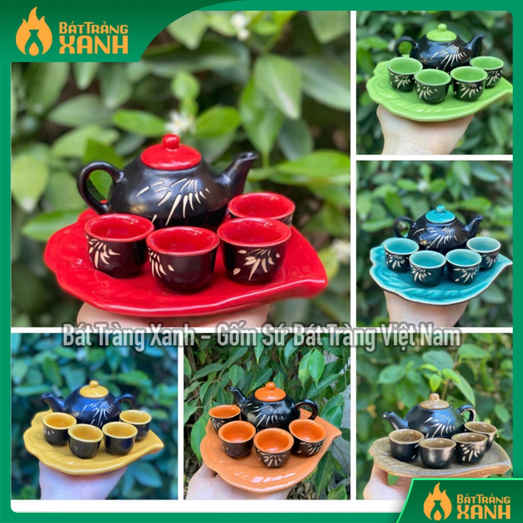 Bộ Ấm Chén Mini Thờ Cúng Trưng Bày - Ấm Chén Hạt Mít Pha Trà Sen Bát Tràng