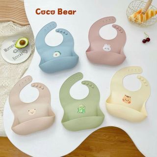 (Hàng Mới) Yếm ăn dặm Cocobear silicone, Yếm ăn dặm nhiều hình cao cấp, Yếm ăn dặm cho bé Cocobear dáng Hàn