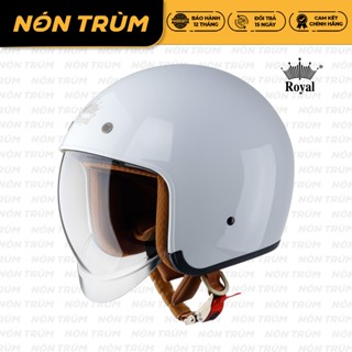 Mũ bảo hiểm 3/4 Royal M139 trắng bóng có kính âm màu trà size M L XL đi xe máy đạt chuẩn