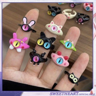 Nhẫn Hình Mắt Mèo Hoạt Hình Vui Nhộn Có Thể Điều Chỉnh Cho Cặp Đôi