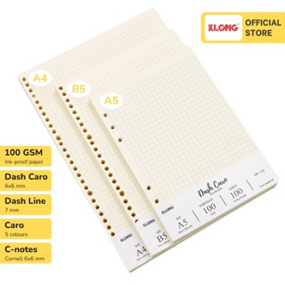 Ruột sổ còng giấy refill KLONG 100GSM Dash Caro Dash Line A5 B5 A4 200 trang
