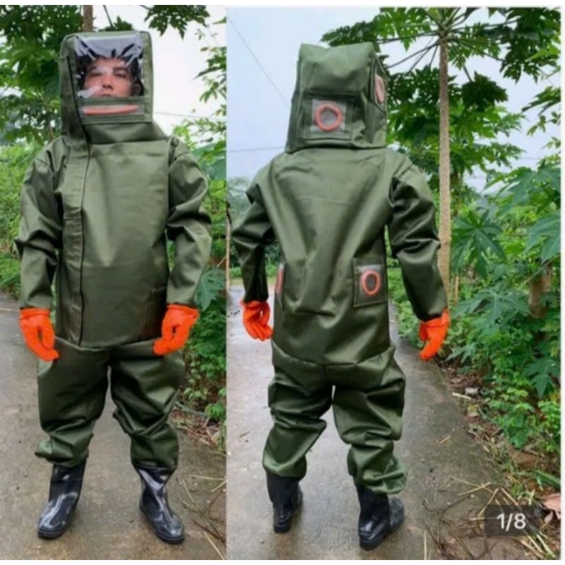 Bộ Bắt Ong Liền Ủng Găng Tay.Vải Sợi Dù Ka Ki An Toàn Tuyệt Đối