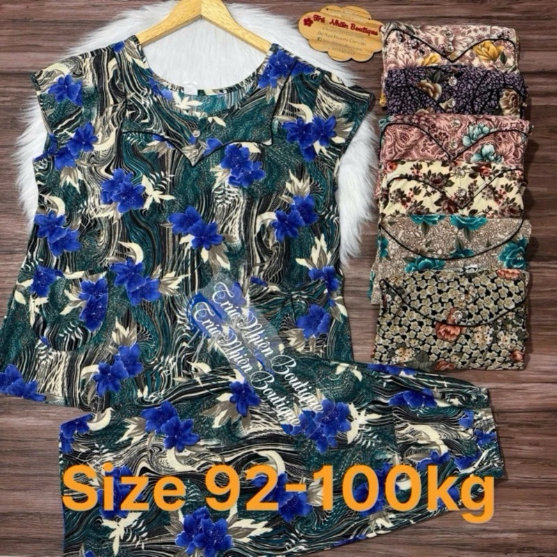 [BIGSIZE 92-100kg] Đồ bộ trung niên lửng, thun lạnh HQ mặc nhà cho mẹ