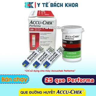 Hộp 25 que thử đường huyết accuchek performa có tem chính hãng