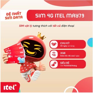 SIM ITEL 4G VINAPHONE [Miễn phí tháng đầu] 90G/th tốc độ 4G, Sim 4G VINAPHONE