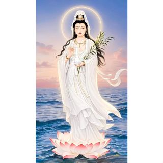 Tranh đính full kín đá tự làm - Phật Quan Âm Bồ Tát