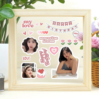 [TẶNG HỘP + RƠM] Khung ảnh trong suốt viền gỗ làm quà tặng