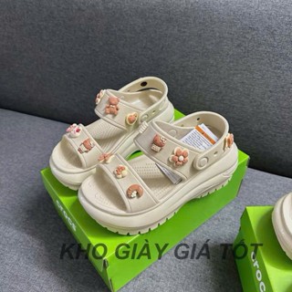 [Full Box] Crocs Đế Cao 7CM - Cross Sandal Nữ Đế Cao, tặng kèm sẵn Charm 3D gắn dép